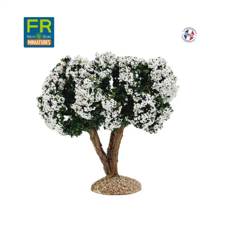 Prix Cassé Arbre fleuri blanc 12 cm - décors pour crèches