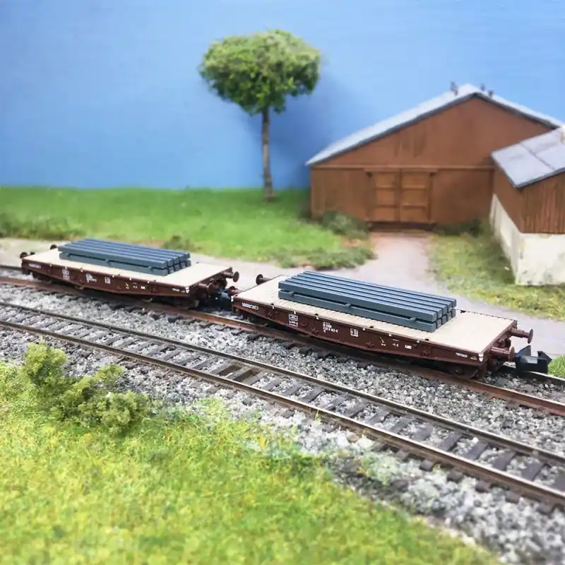 Coffret de 2 wagons plats charges lourdes type S, chargés de brames, ÖBB, Ep. IV - FLEISCHMANN 6660135 - N 1/160 Dernière Chance