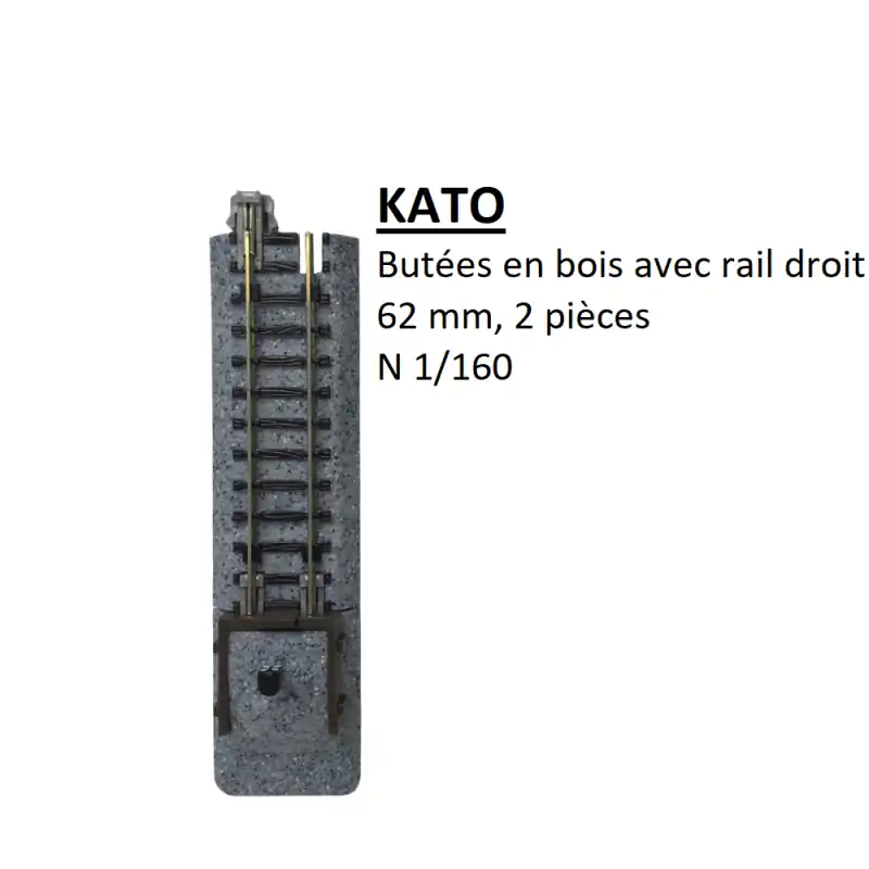 2 butoirs de type B, bois avec rail, 62 mm, 2 2/16 - KATO 20-047 - N 1/160 Achat Immédiat
