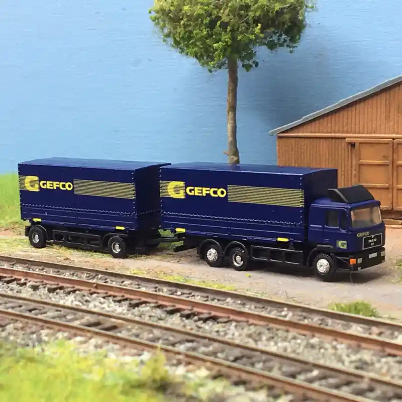 Vente Directe Camion Remorque MAN F90, GEFCO, Bleu Marine - MINIS LC4635 - N 1/160