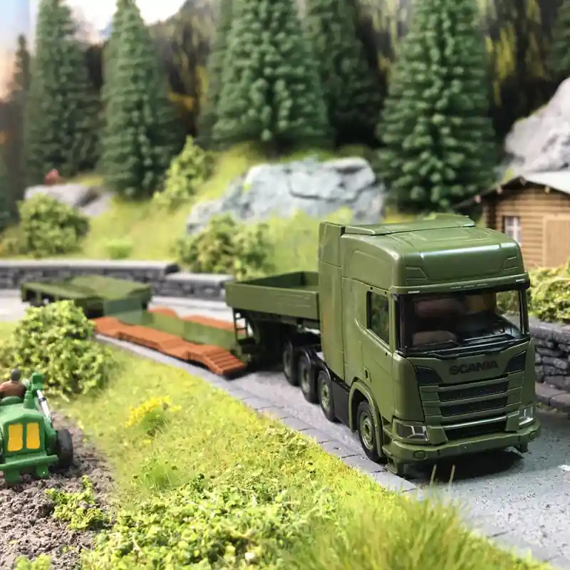 Jusqu'à Épuisement Des Stocks Scania CR 20HD, armée Danoise, semi-remorque surbaissé - HERPA 747295 - HO 1/87