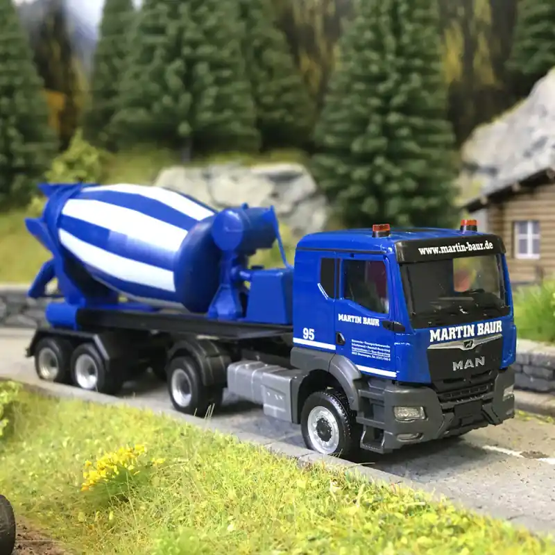 Retour Gratuit MAN TGS TN, semi-remorque, bétonnière, Martin Baur - HERPA 320375 - HO 1/87