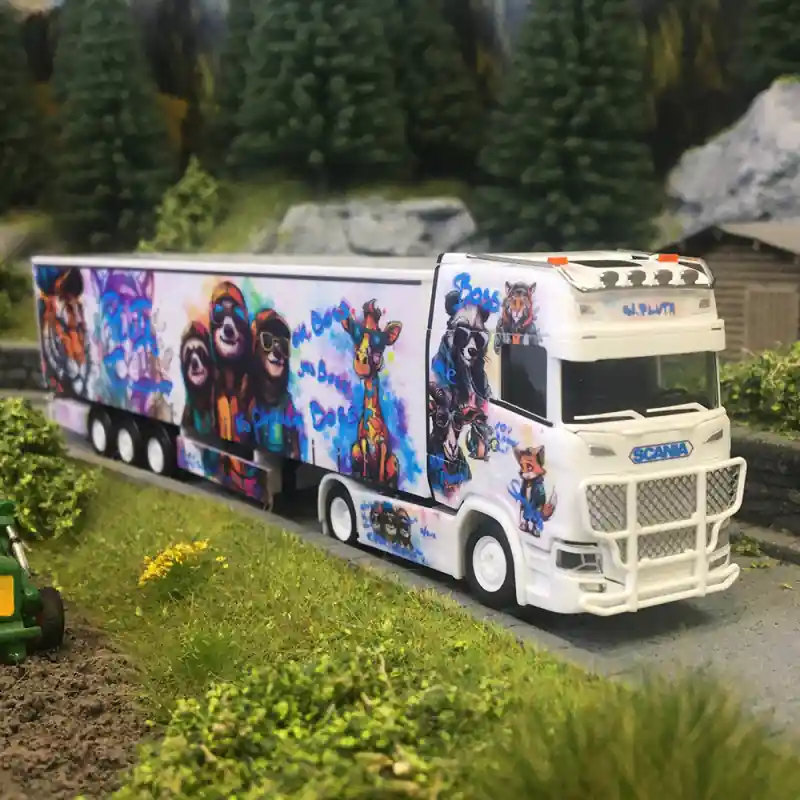 Populaire Semi-remorque, à rideaux coulissants, Scania CS 20 HD, Pluta - HERPA 319980 - HO 1/87