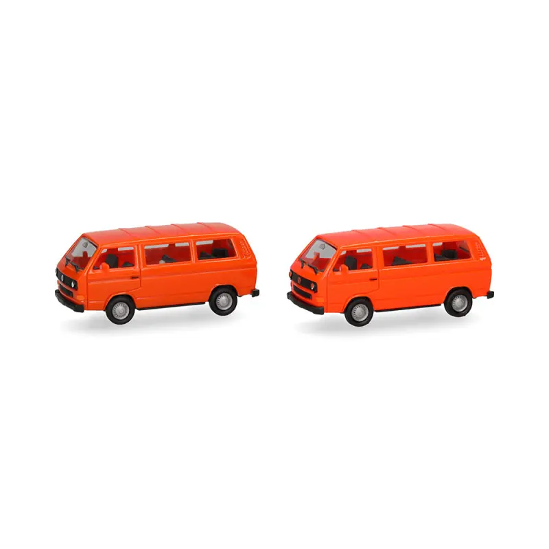 Satisfait Ou Remboursé MiniKit Volkswagen T3 Bus, rouge et orange, 2 pièces - HERPA 013093-006 - HO 1/87