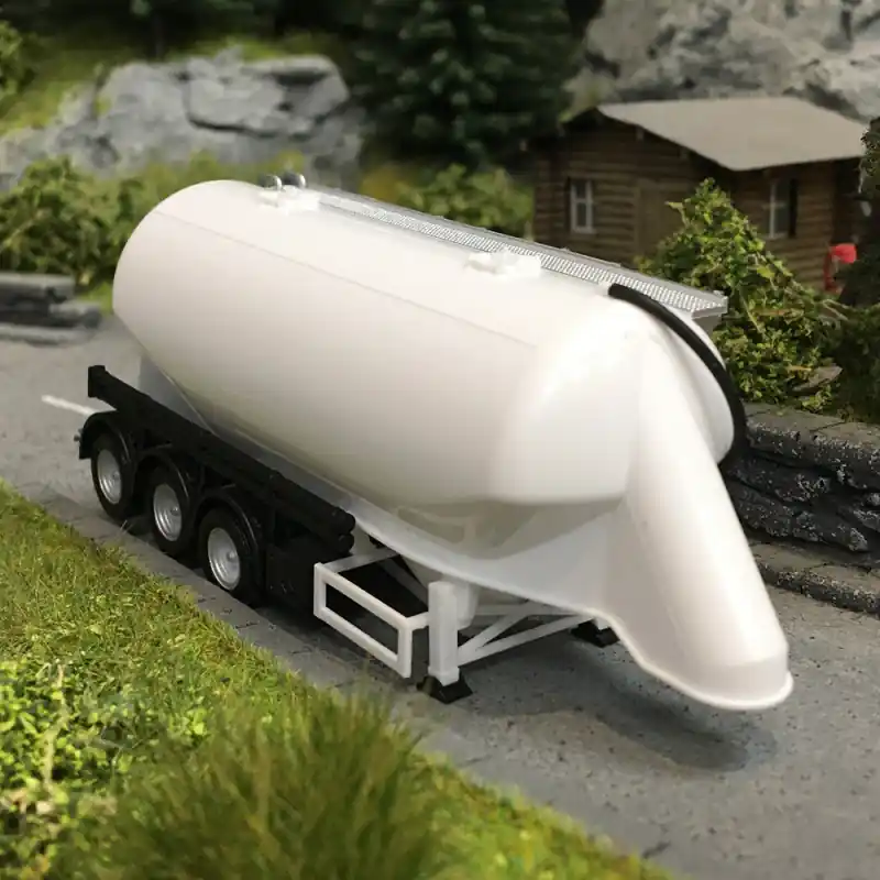 Semi-remorque silo vrac Feldbinder 35 m³ 3 essieux, blanc- HERPA 076821-002 - HO 1/87 Expédié Aujourd'hui