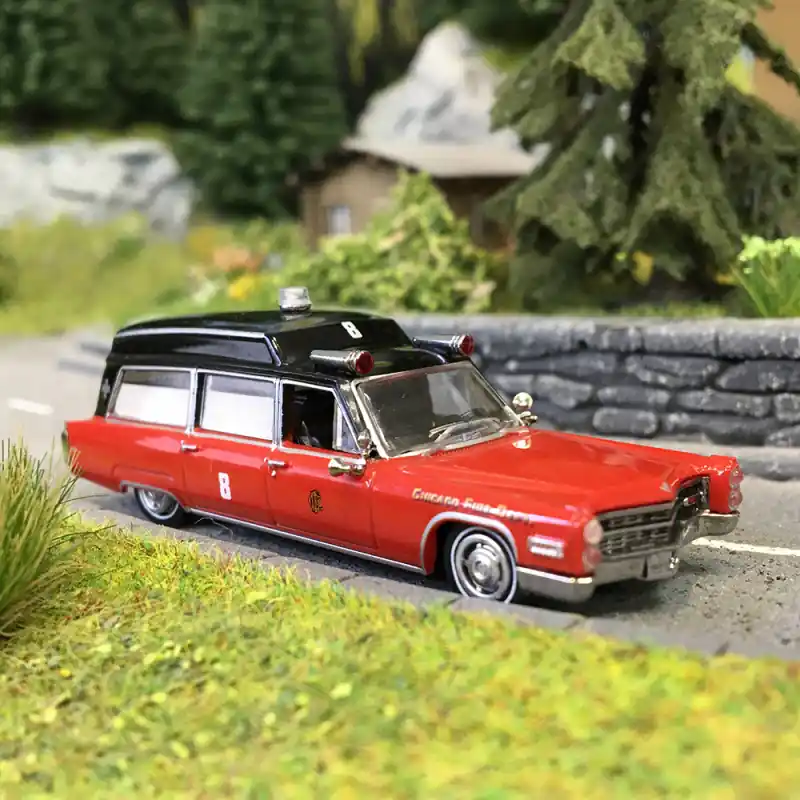 Acheter Direct Cadillac Miller Meteor, Chicago Fire Dept, 1966 - BREKINA 19780 - HO 1/87