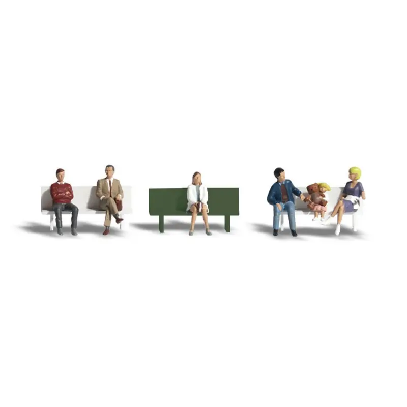 6 personnages attendant le Bus-HO 1/87-WOODLAND SCENICS A1861 Must-Have