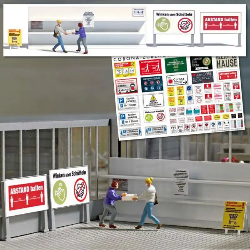 2 personnes au supermarché en 2020 -HO 1/87-BUSCH 7910 Livraison Express
