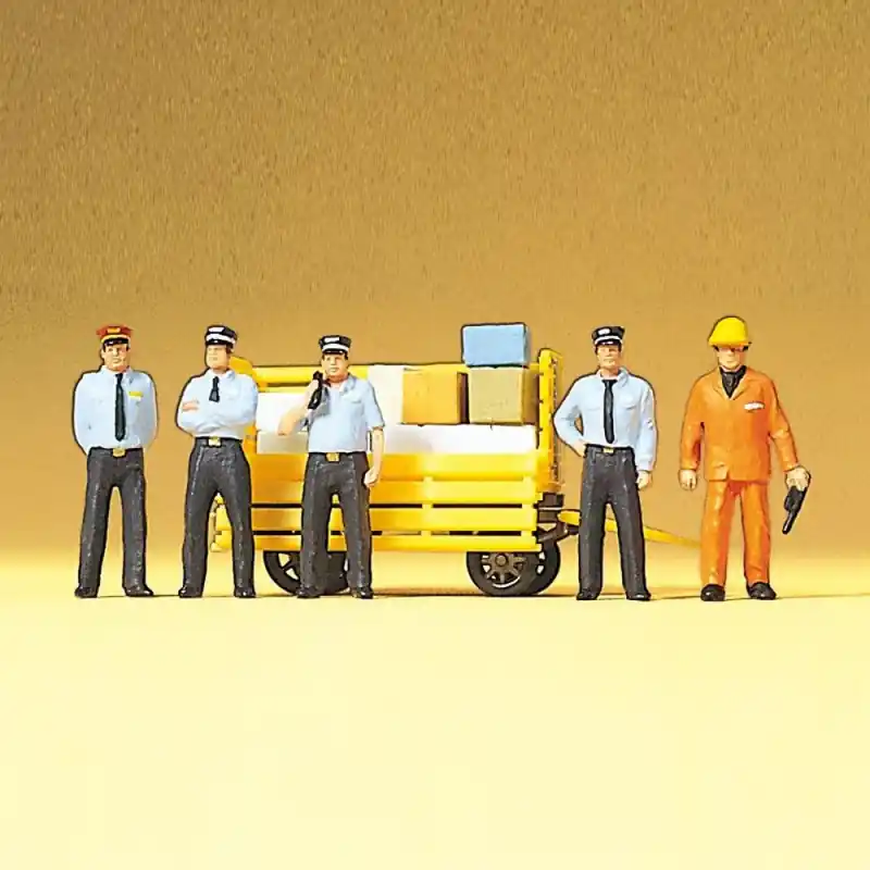Nouvelle Collection Personnel de gare + chariot-HO 1/87-PREISER 10372