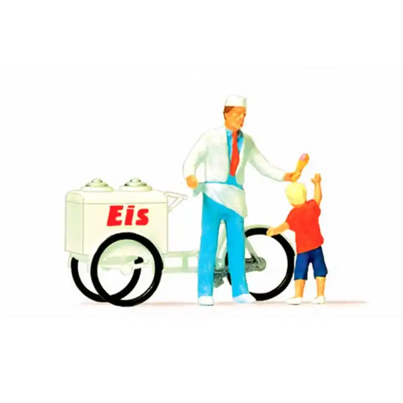 Glacier avec Triporteur et enfant-HO 1/87-PREISER 28126 Vente Flash