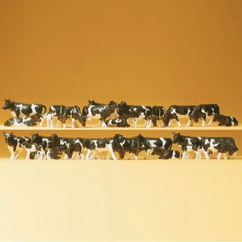 Troupeau de 30 vaches noires et blanches-HO-1/87-PREISER 14408 Promotion Saisonnière