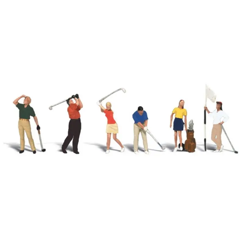 Authentique 6 golfeurs + accessoires-HO 1/87-WOODLAND SCENICS A1907