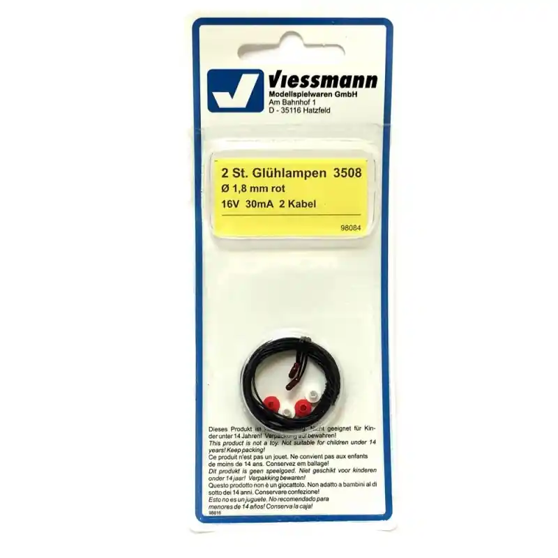 Promotion Saisonnière 2 Micro Lampes Rouges à incandescence (Non Led)-HO-1/87-VIESSMANN 3508
