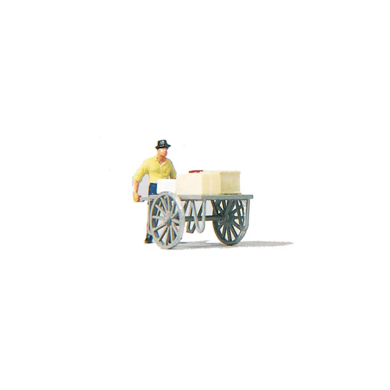 Soldes Homme avec un chariot - PREISER 28036 - HO 1/87