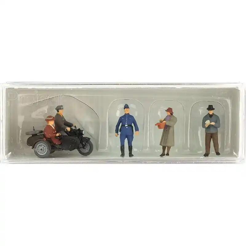 Promotion PREISER 10565 Sidecar Et Passants Époque III - HO 1/87