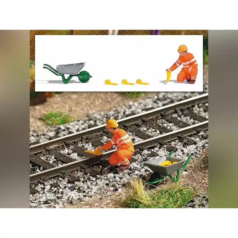 BUSCH 7819 Mini Scène Poseur De Sabot De Freinage - HO 1/87 Satisfait Ou Remboursé