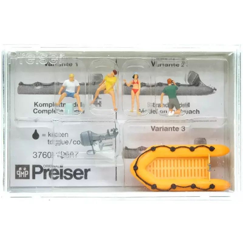 Super Prix PREISER 10764 Famille Sur Canot - HO 1/87