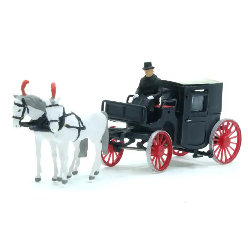 PREISER 30452 Fiacre Fermé Avec Personnage - HO 1/87 Haute Qualité
