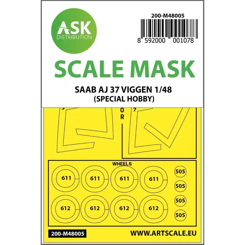 ASK ART SCALE KIT M48005 MASK SAAB AJ 37 VIGGEN DOUBLE-SIDED FOR SPECIAL HOBBY 1/48 Achat Immédiat