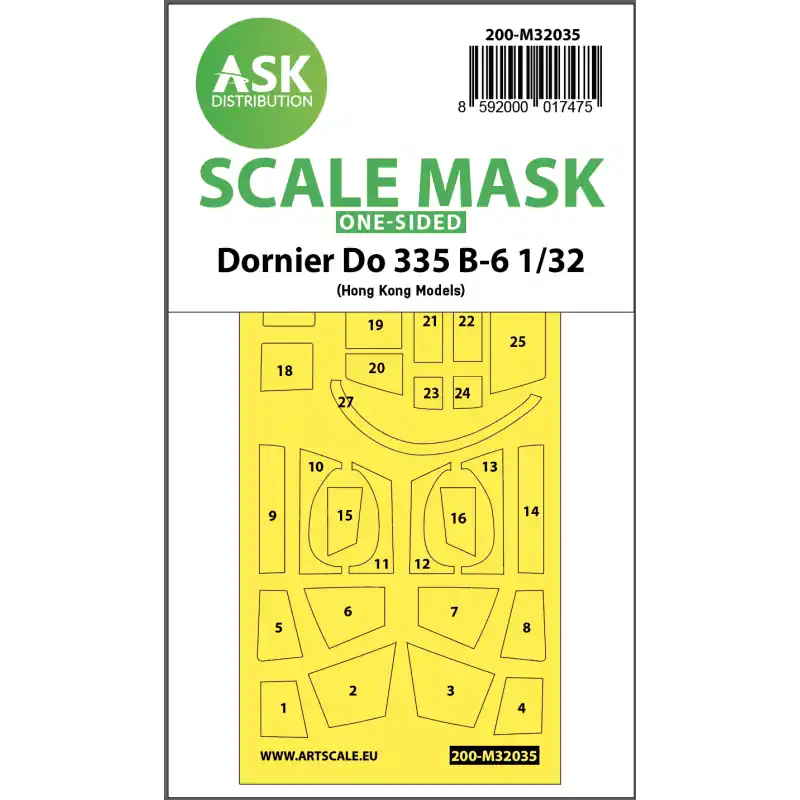 ASK ART SCALE KIT M32035 MASK DORNIER DO 335B-6 ONE-SIDED MASK FOR HK MODELS 1/32 Haute Qualité