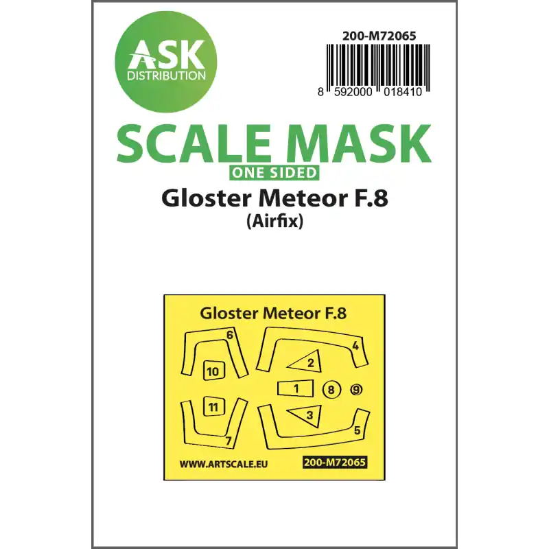 ASK ART SCALE KIT M72065 MASK GLOSTER METEOR F.8 ONE-SIDED EXPRESS FOR AIRFIX 1/72 Achetez Aujourd'hui