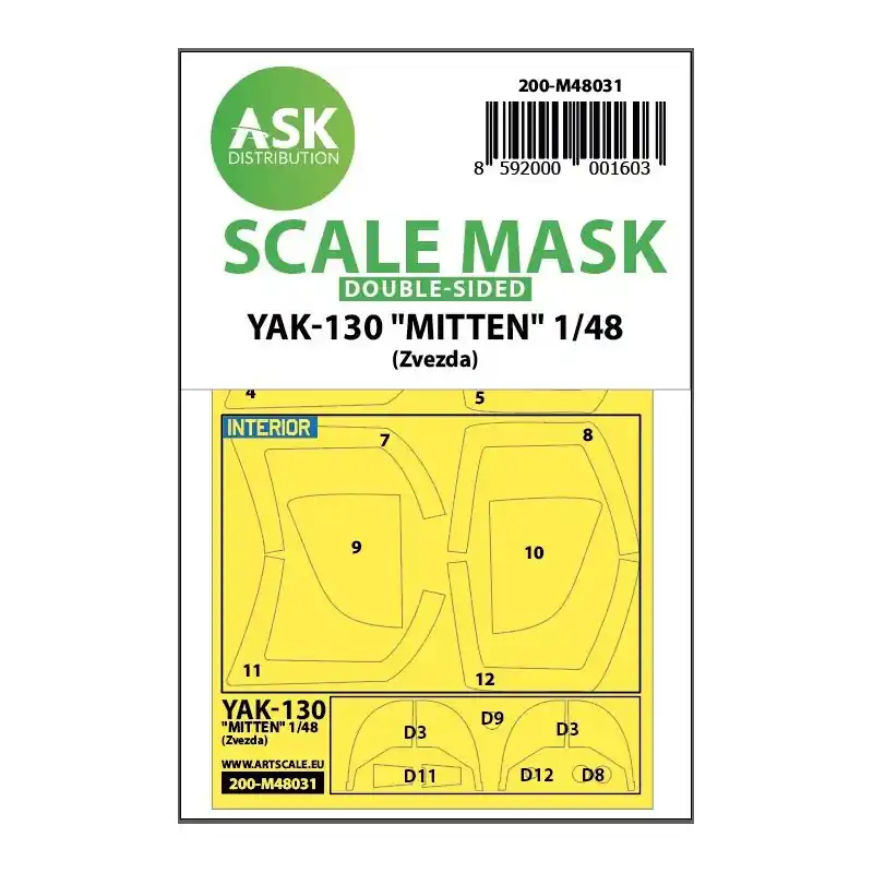 Soldes ASK ART SCALE KIT M48031 MASK YAK-130 MITTEN (ZVEZDA) 1/48