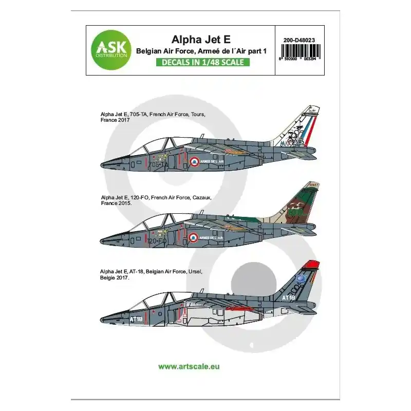 Bon Marché ASK ART SCALE KIT D48023 DÉCALCOMANIES ALPHA JET E BELGE AF ET ARMÉE DE L‘AIR 1/48