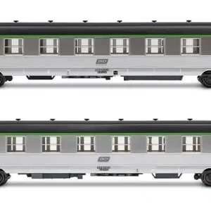 SET DE 2 VOITURES VOYAGEURS B8 DEV INOX SNCF AVEC PANNEAUX DE CLASSE CORAIL Solde