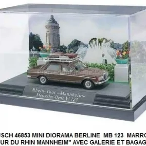 *SOLDES* - MINI DIORAMA BERLINE MB 123 MARRON "TOUR DU RHIN MANNHEIM" AVEC GALERIE ET BAGAGES Meilleur Prix