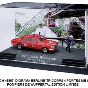 *SOLDES* - DIORAMA BERLINE TRICORPS 4 PORTES MB W123 POMPIERS DE WUPPERTAL, ÉDITION LIMITÉE Expédition Rapide