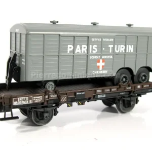 *SOLDES* - WAGON PLAT UFR MONO PORTEUR SNCF + REMORQUE PARIS-TURIN Achetez Aujourd'hui
