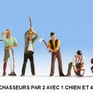 *SOLDES* - CHASSEURS PAR 2 AVEC 1 CHIEN ET 4 BUCHERONS Livraison Express