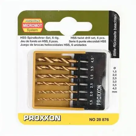Proxxon Micromot Jeu de 6 Forets HSS avec Pointe de Centrage (Ø 1,5 à 4,0 mm) │ Réf. 28876 Quantité Limitée