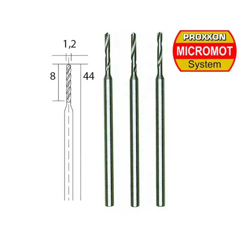Nouvel Arrivage Forets HSS en acier "wolfram-vanadium", Ø 1.2 mm (x3) - PROXXON 28856
