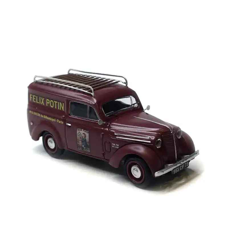 Bon Plan Renault Juvaquatre (felix potin), break vitré bordeaux avec galerie, 1937 - REE CB-212 - HO 1/87