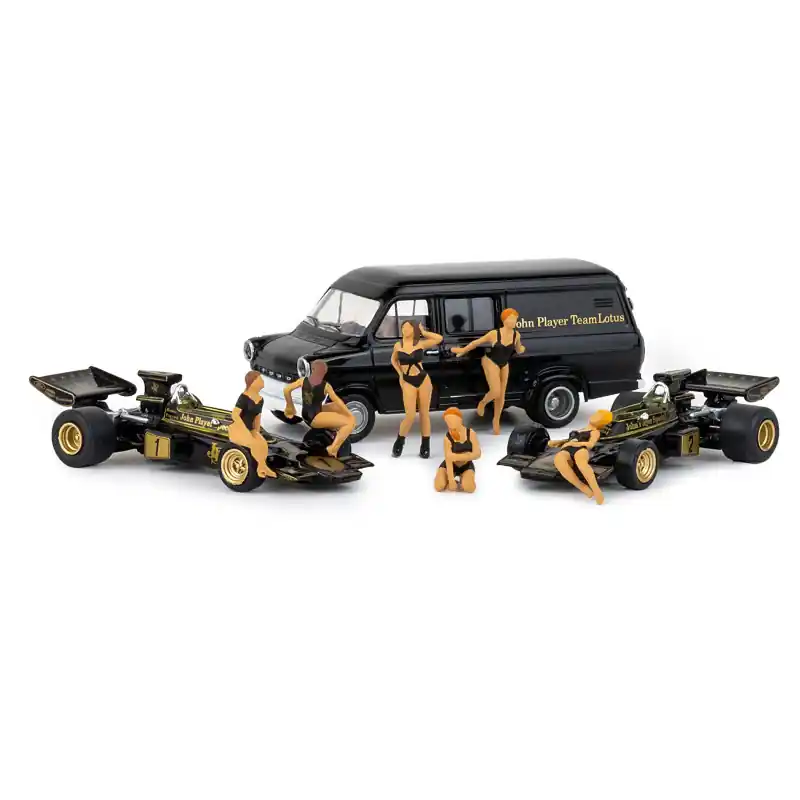 Ensemble Lotus 72, Ford, formule 1 et 6 figurines, Nürburgring, 1974 - BREKINA 22889 - HO 1/87 Offre Exclusive