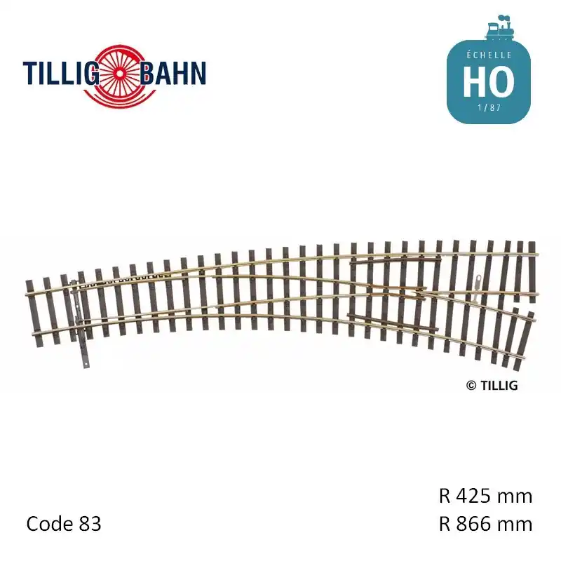 Retour Gratuit Aiguillage courbe à droite Elite R866/425mm 11° code 83 HO Tillig 85363
