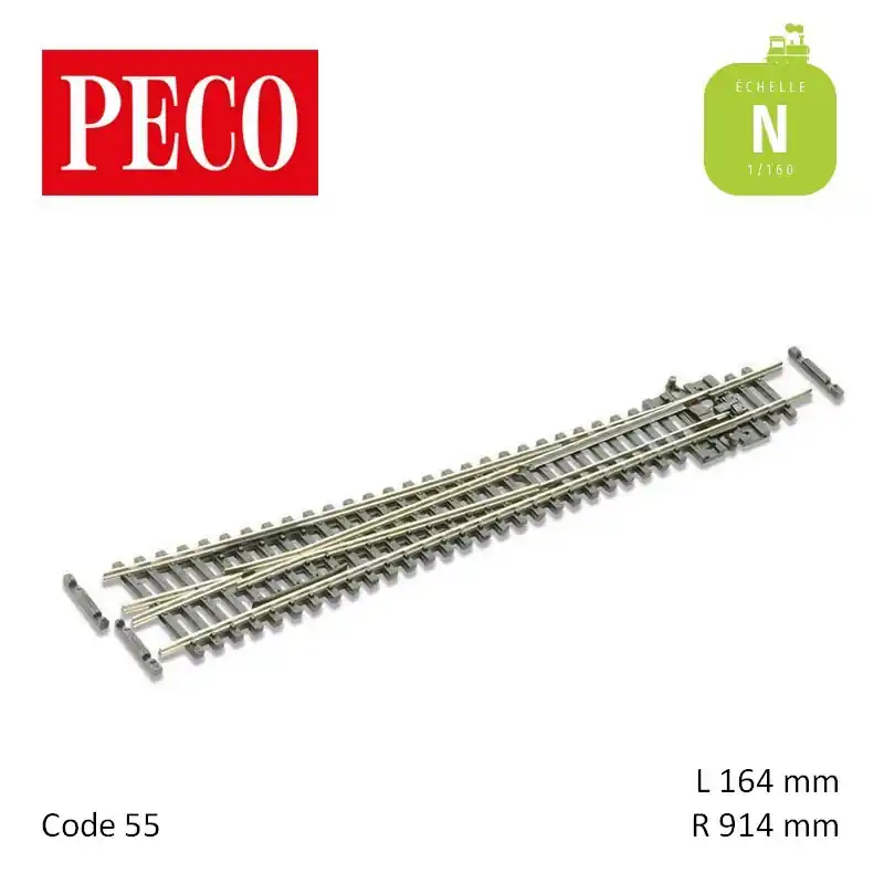 Commander Maintenant Aiguillage long à droite Streamline Electrofrog R914mm 10° code 55 N Peco SL-E388F