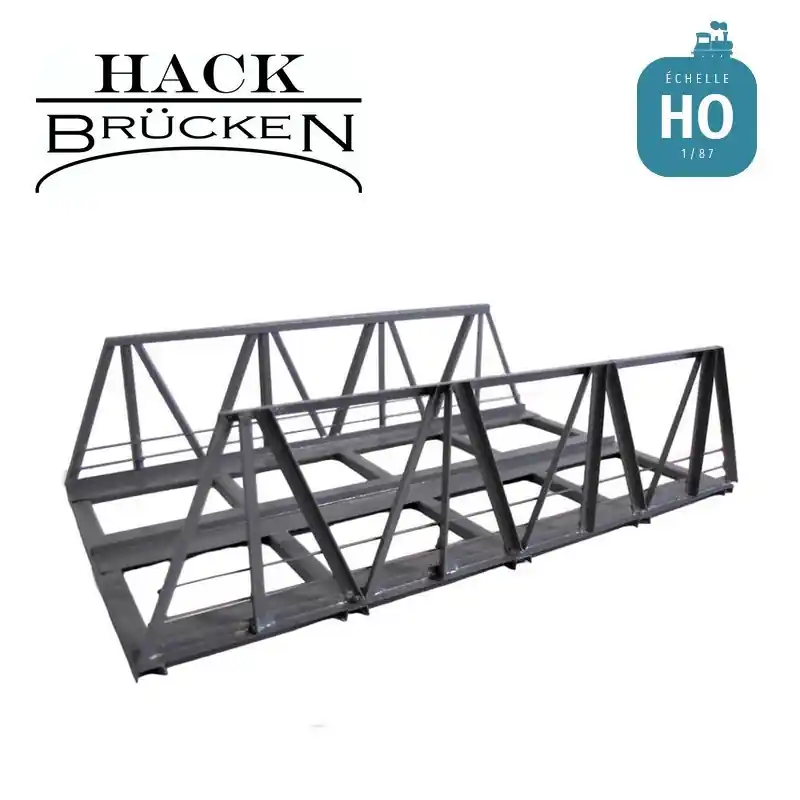 Pont métallique en treillis 18 cm 2 voies gris HO Hack Brücken V18-2 Bon Marché