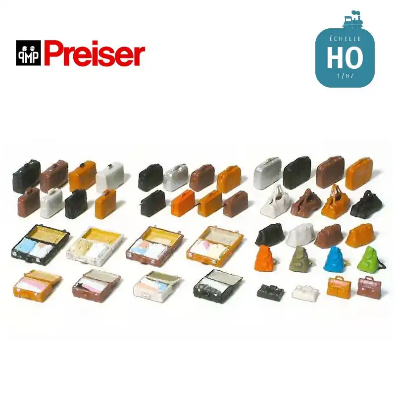Bagages en kit à peindre HO Preiser 17007 Certifié
