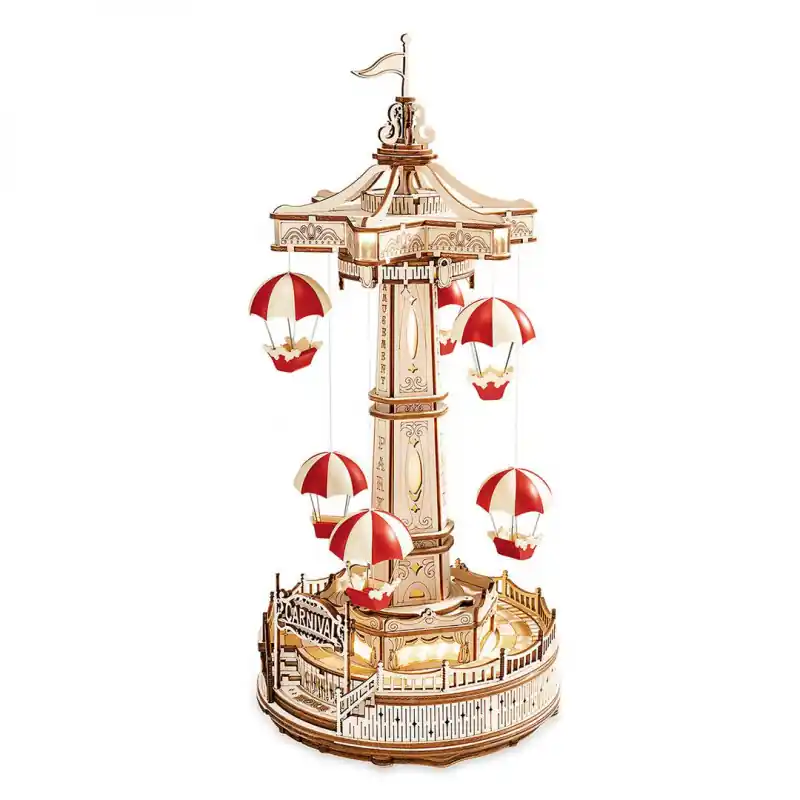 Puzzle 3D mécanique intermédiaire Manège à parachutes musical et lumineux Vente Directe