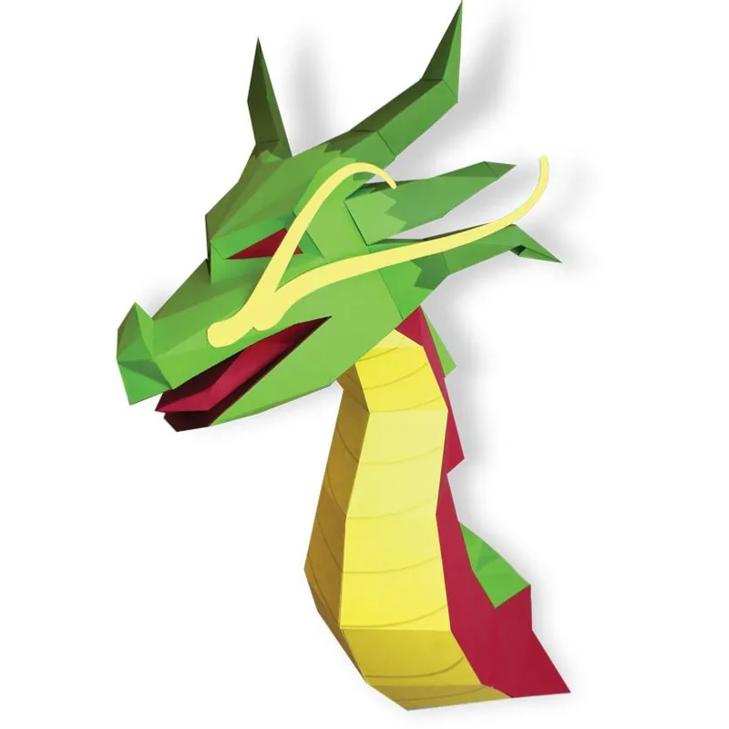 Kit de pliage Prédécoupé Trophée Dragon Asiatique 50x32x24 Agent Paper Authentique