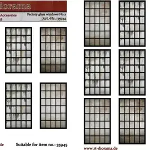 RT-Diorama 35744 Printed Accesories Factory Glass Windows No.2 Offre Exclusive
