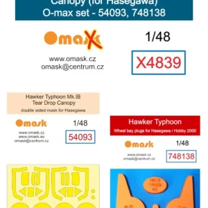 NEW! Omask X4839 Hawker Typhoon Mk. IB Tear Drop Canopy - O-Max Set (for Hasegawa and Hobby 2000 Kits) Commander Maintenant
