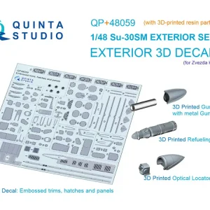 Meilleur Choix Quinta Studio QP+48059 Sukhoi Su-30SM Exterior Set with 3D-Printed Resin and Metal Parts (for Zvezda Kits)