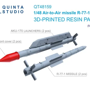 Remise Quinta Studio QT48159 R-77-1 Ver.2 Air-to-Air Missiles with Launchers - 3D-Printed (2 pcs / for All Kits)