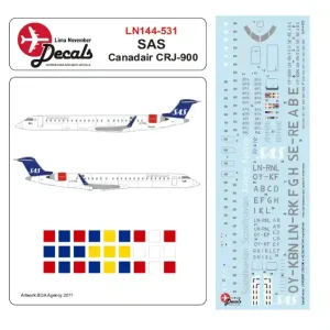Commander Maintenant Lima November Decals 144-531 Canadair CRJ900 - SAS Decals and Norwegian / Swedish registrations for SAS A330/340