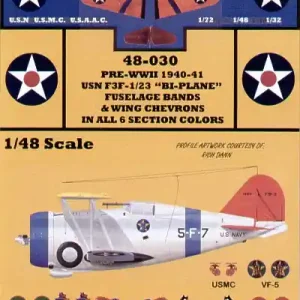 Retour Gratuit Yellow Wings 48030 Grumman F3F-1/2 (1940-41) - Fuselage Bands / Wing Chevrons / Squadron badges (VF-5, VF-6, VF-3/6, VF-7 and VMF-2)