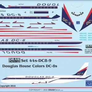 Acheter Direct Draw Decal 44-DC8-09 Douglas DC-8-10 - Douglas House Colors