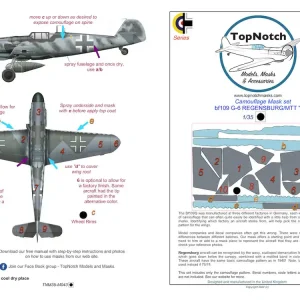 Achetez Aujourd'hui TopNotch 35-M043 Messerschmitt Bf-109 G-6 - Regensburg/MTT camouflage pattern paint masks (for Border Models kits)